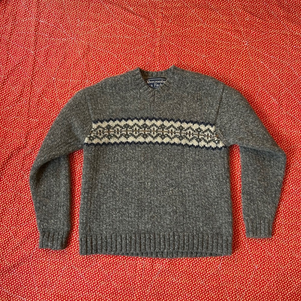 Vintage Abercrombie & Fitch Wool Fair Isle Sweater Grey